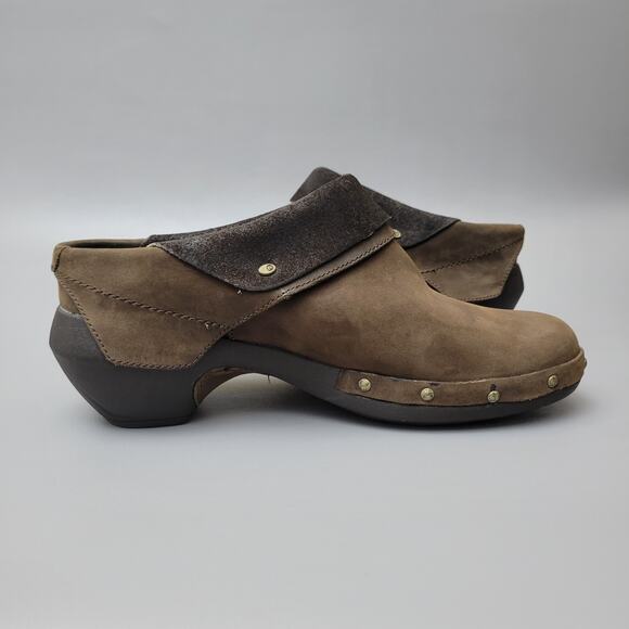 Merrell Womens 8.5 Clogs Mules Luxe Wrap Bitter Chocolate Brown Leather Shoes - Picture 2 of 13